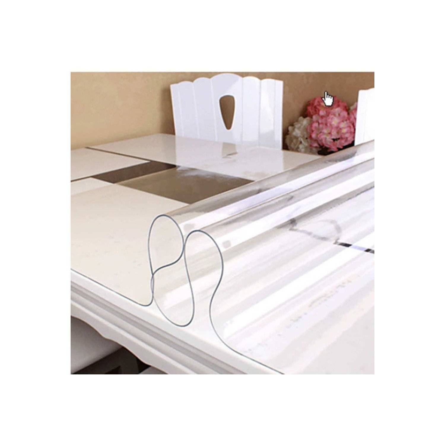 Pellicola da tavolo 1,7 mm pellicola di protezione tovaglia PVC trasparente lavabile 140 cm 50 cm-3