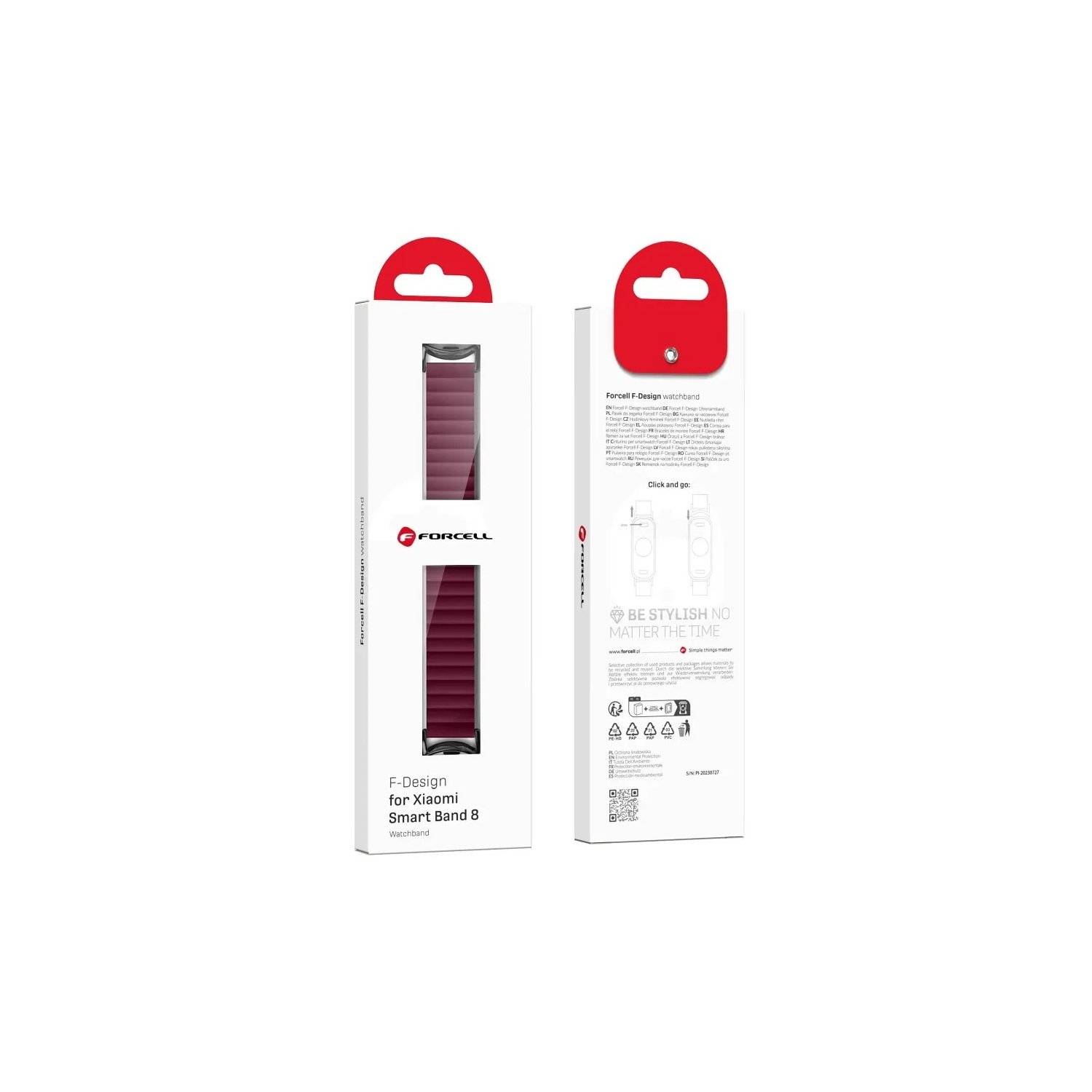 Cinturino per orologio - Cinturino FORCELL F-DESIGN FX Mi Band 8 compatibile con Xiaomi Mi Band 8 Starlight Red-2