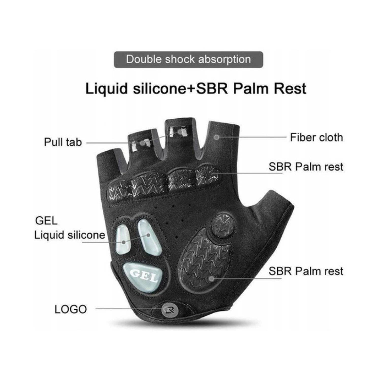 Guanti da ciclismo Rockbros Mittens Guanti sportivi con inserti in gel Nero–Grigio S-4