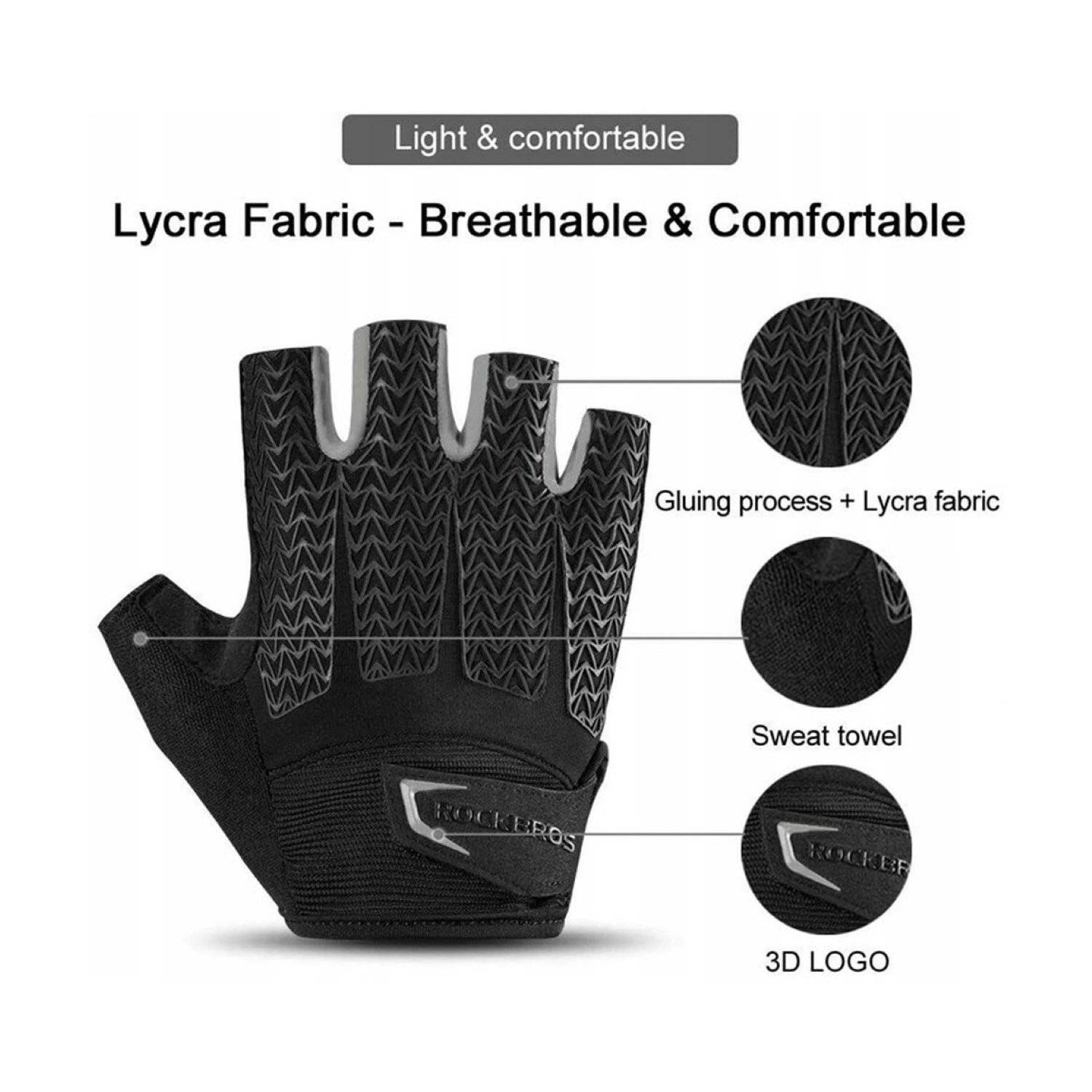 Guanti da ciclismo Rockbros Muffole Guanti sportivi con inserti in gel nero-grigio XXL-3