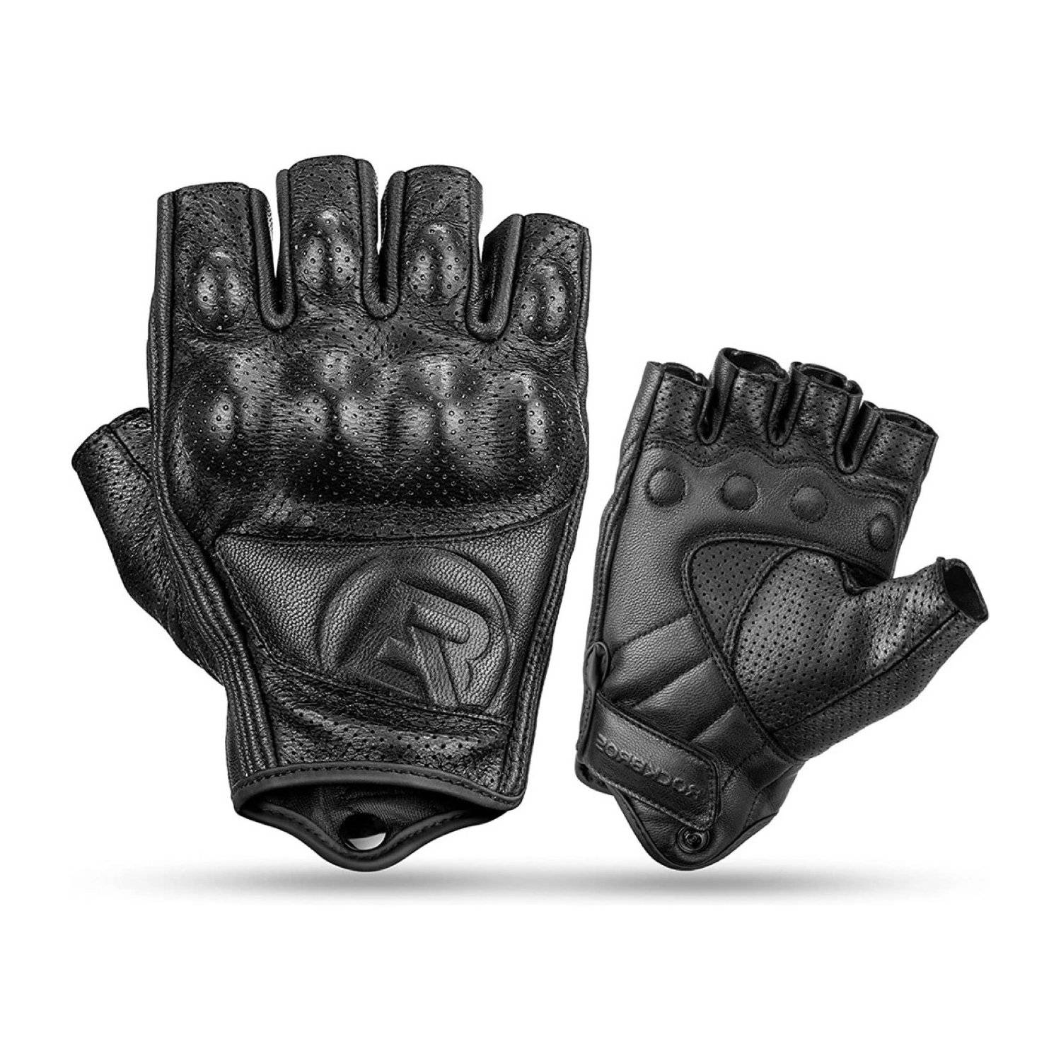 Guanti moto Rockbros neri realizzati in pelle con guanti proteggi caviglia L-0