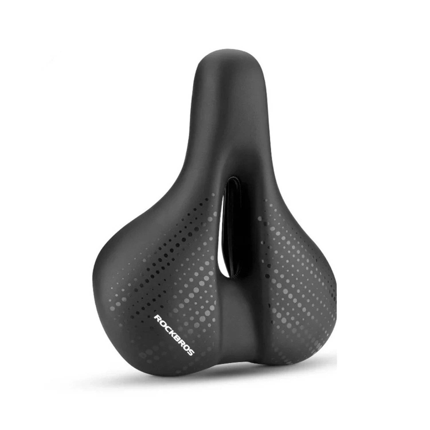 Sella per bici Rockbros MTB ergonomica in pelle - nero-blu-0