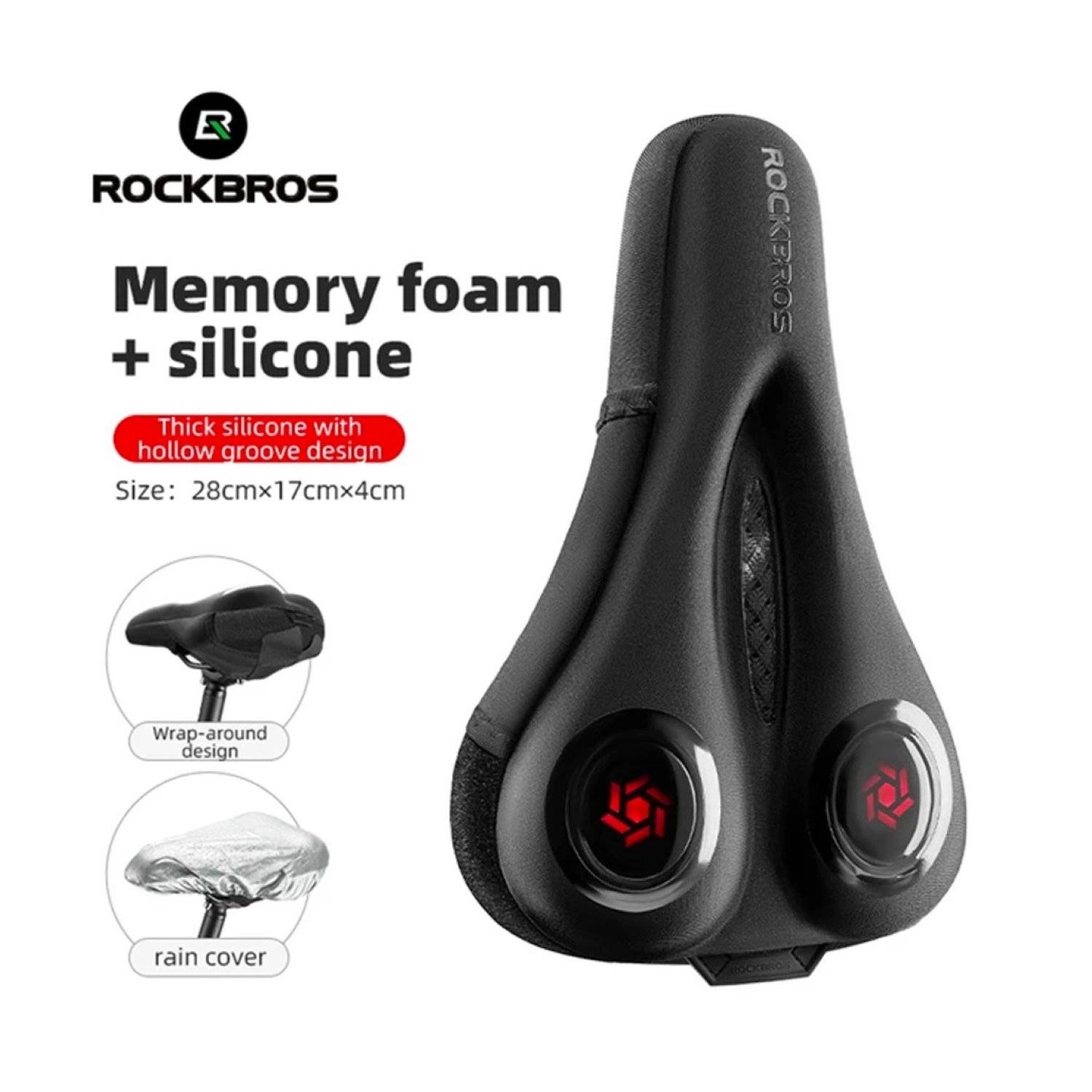 Coprisella Rockbros + parapioggia protezione sella traspirante ed efficace nero-rosso-1