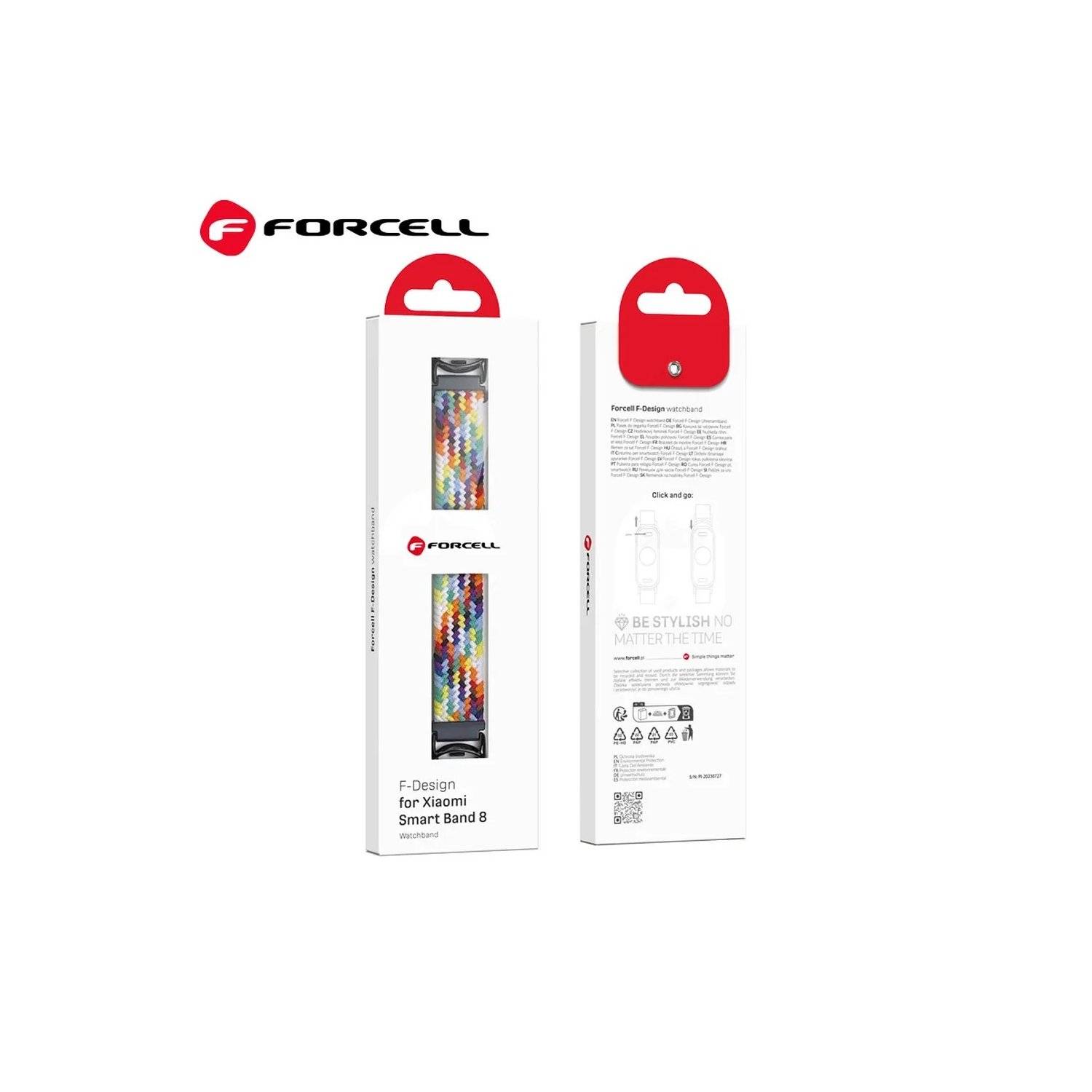 Cinturino per orologio - fibre di poliestere elastiche - cinturino FORCELL F-DESIGN FX5 per Xiaomi Mi Band 8 bianco-2