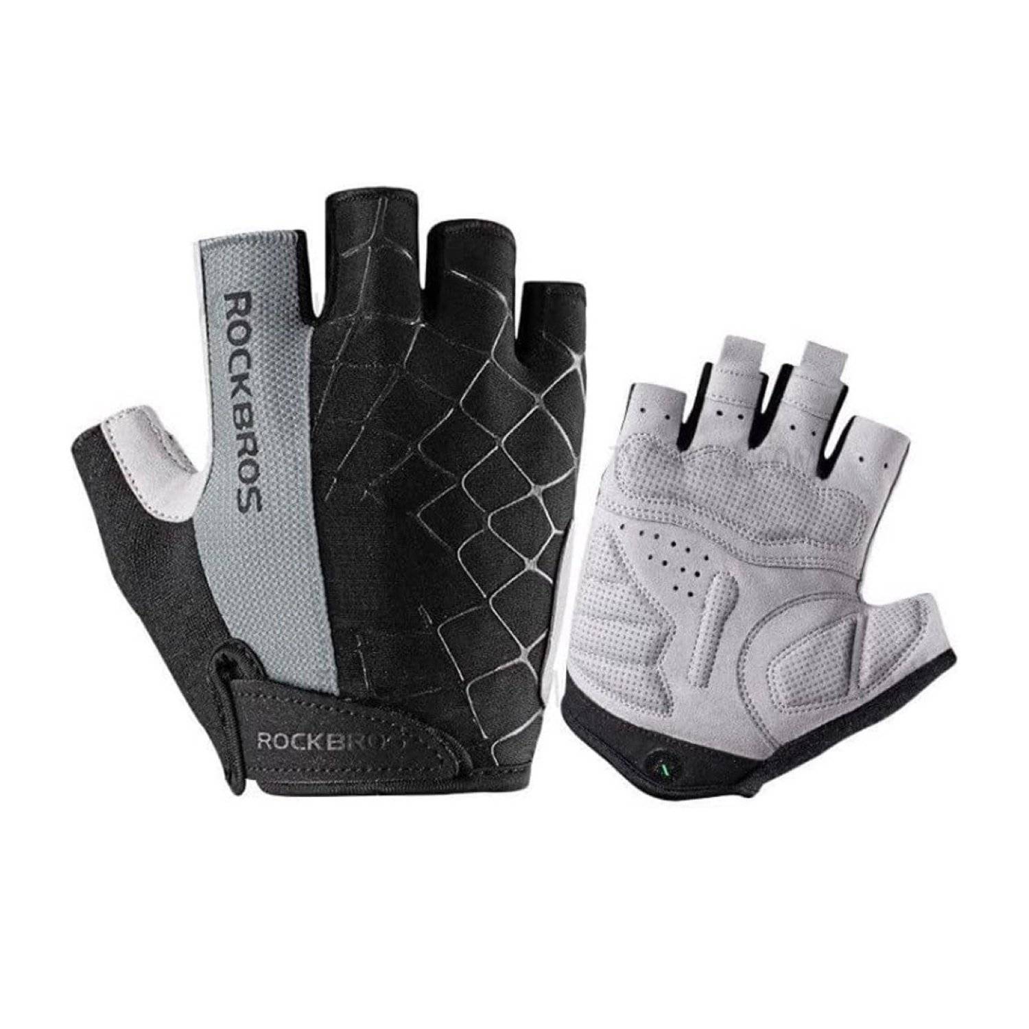 Guanti da ciclismo Rockbros in guanti sportivi grigi realizzati in poliestere S-0