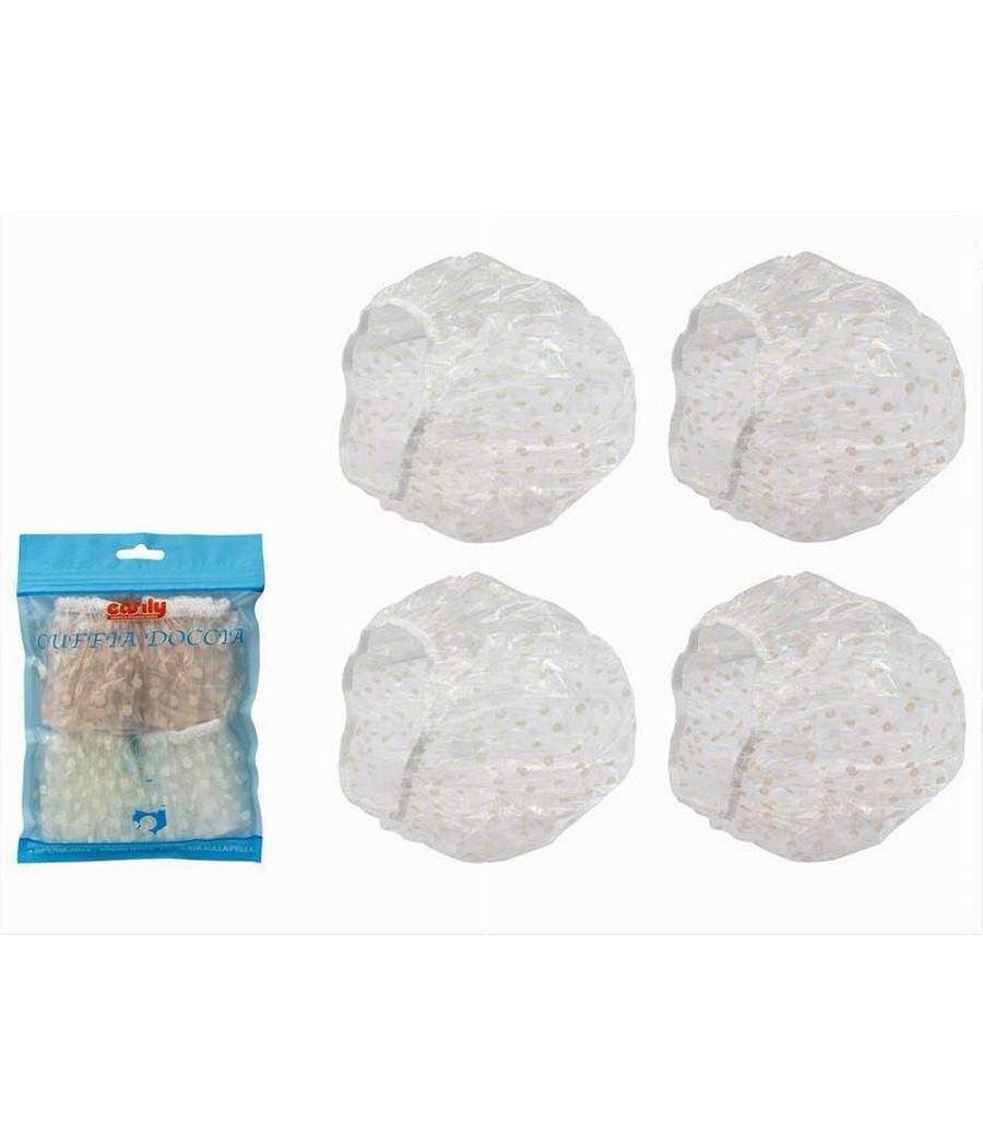 Set 8 Pz Cuffia Per Doccia Bagno Elastico Fantasia A Pois Protegge Capelli 79525 --1