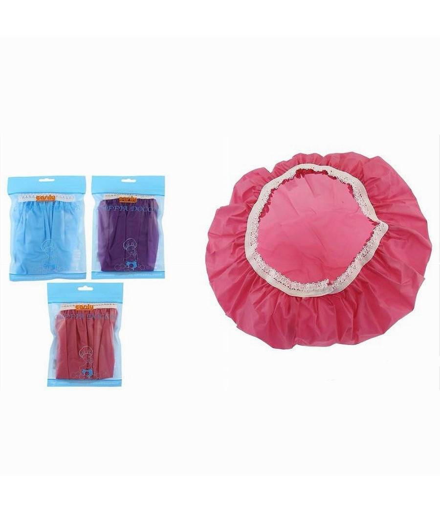 Set 3 Pz Cuffia Doccia Bagno Elastico Con Bordino A Pizzo Protegge Capelli 87180 --0