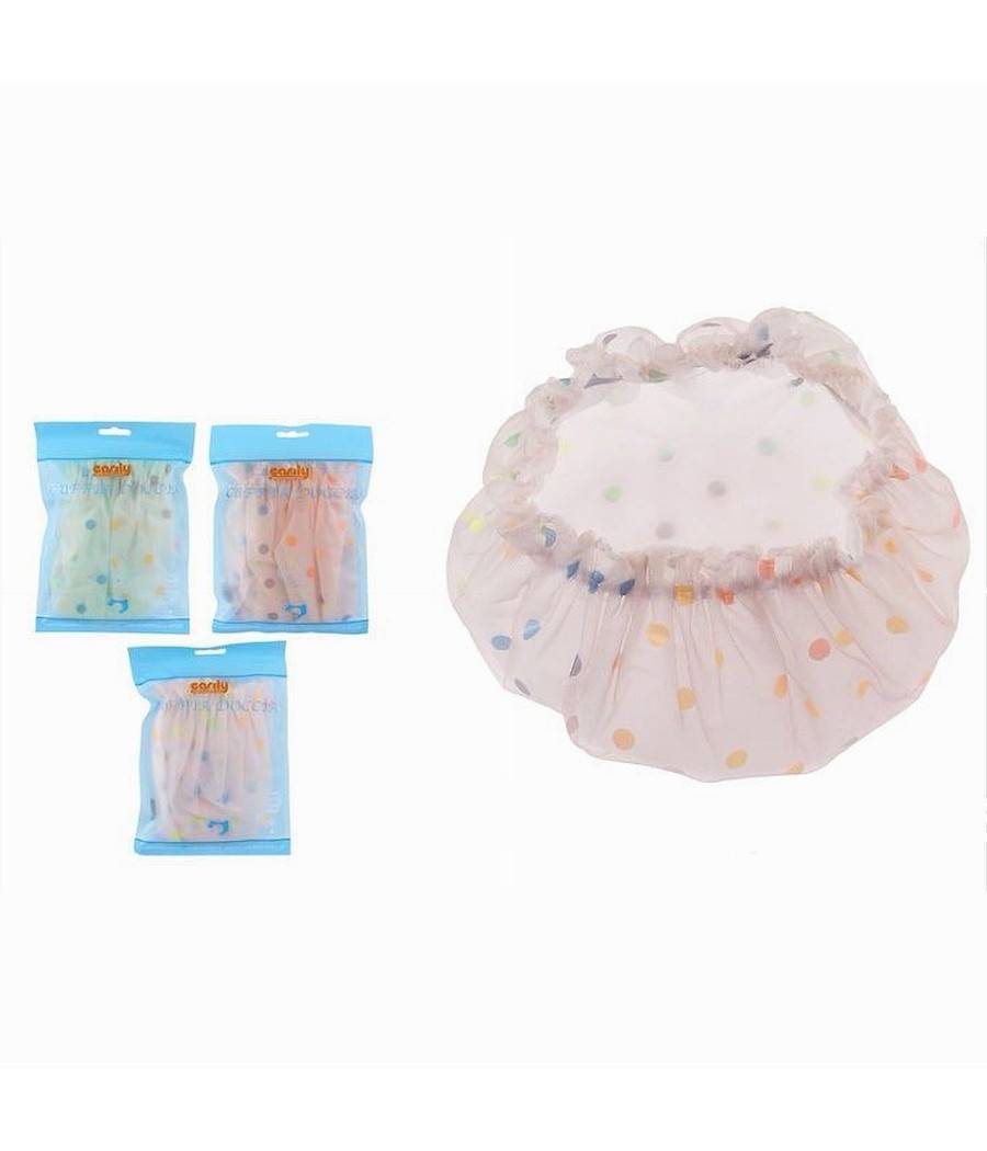 Set 2 Pz Cuffia Per Doccia Bagno Colorata A Pois Elastico Protegge Capelli 87181 --0