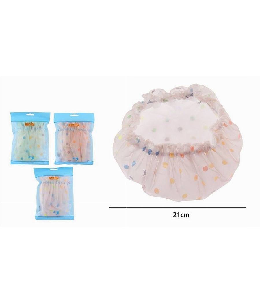 Set 2 Pz Cuffia Per Doccia Bagno Colorata A Pois Elastico Protegge Capelli 87181 --1