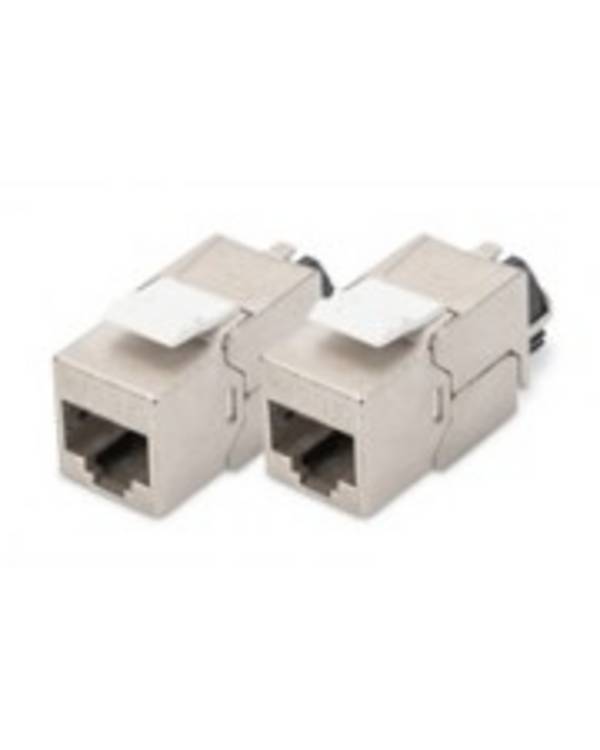 Modulo Keystone CAT 6A DIGITUS, schermato con gestione cavi intelligente - 2 pezzi, piatto, argento, RJ-45, LSA, femmina