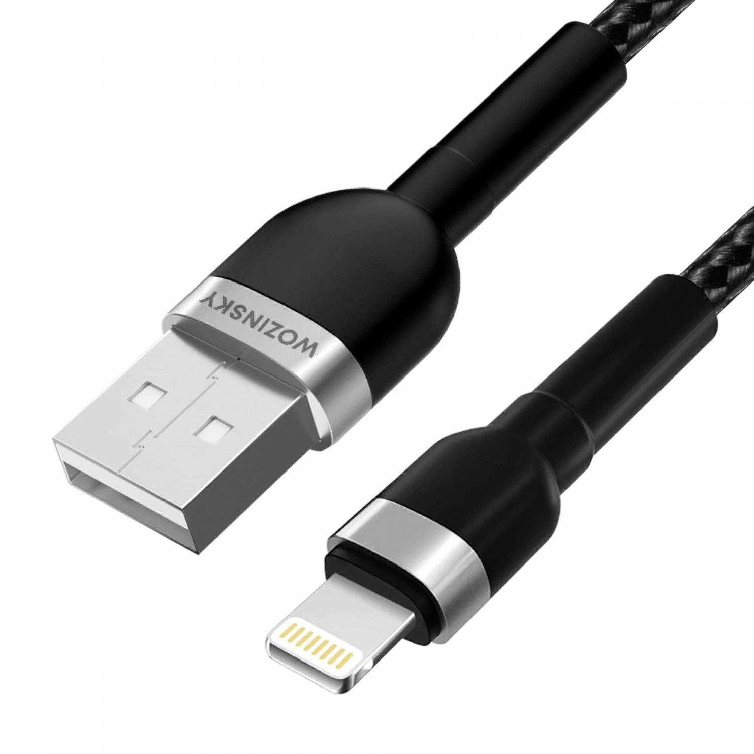 Cavo di ricarica nero, cavo dati USB-A compatibile con iPhone 2.4A cavo 2m-2