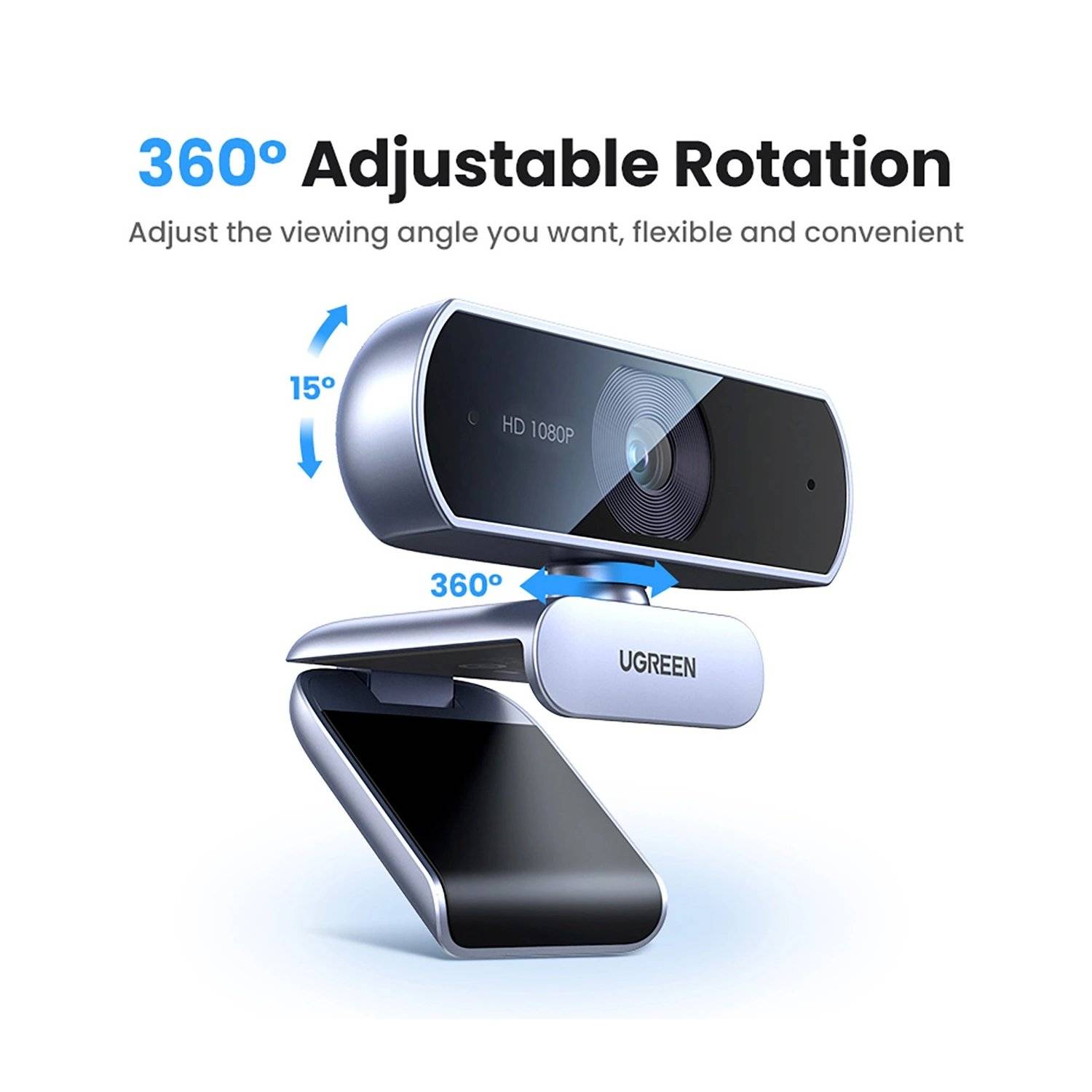 Webcam - Webcam USB HD CM678 - Grigia - Rotazione a 360 gradi-2
