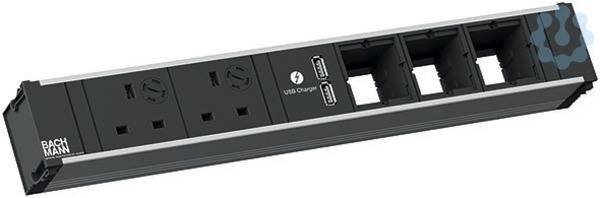 Bachmann 912.0280 Multipresa senza interruttore Alluminio, Nero Schuko-2