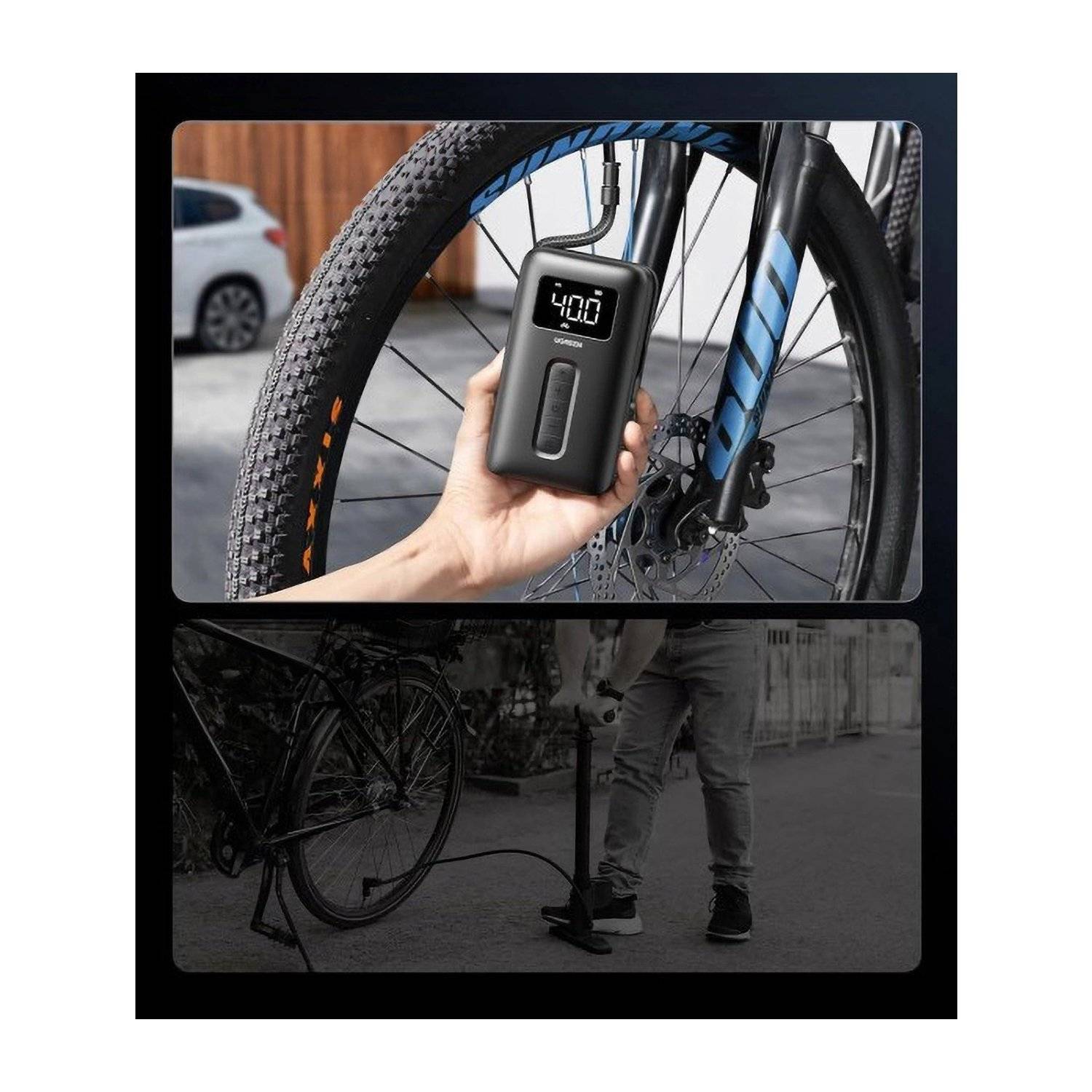 Compressore aria CD259 con batteria e illuminazione LED - nero - pompa elettronica - pneumatici auto/bici-2
