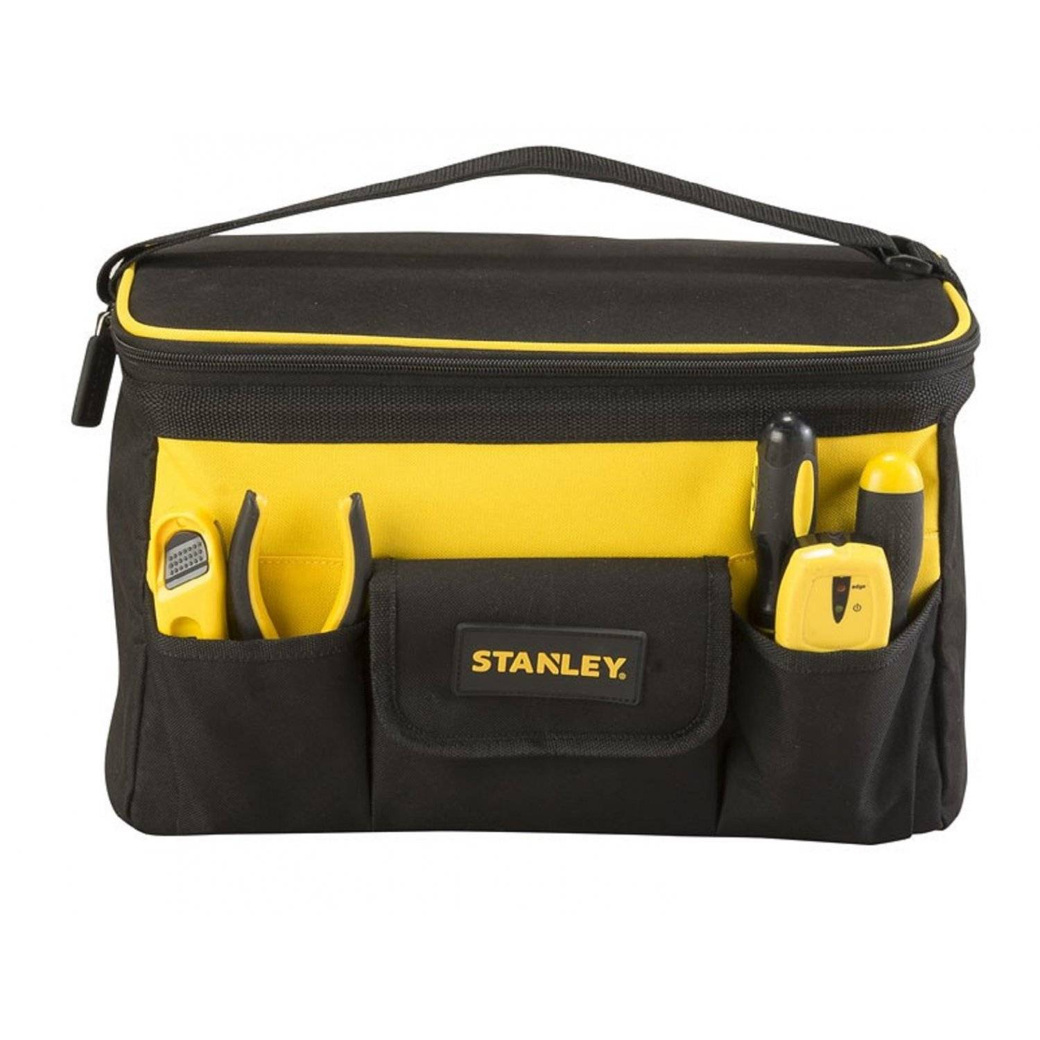 Borsa porta attrezzi nera realizzata in resistente poliestere con tracolla-1
