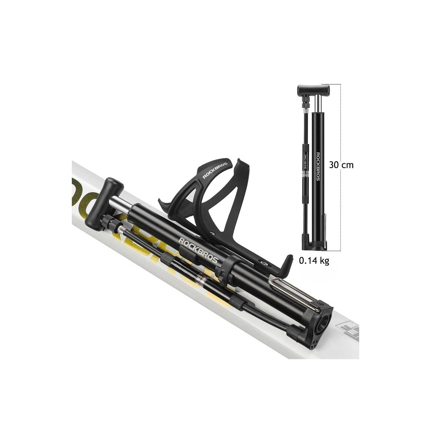 Pompa per bici da pavimento - Nera con 120 psi / 8 bar - con 2 ugelli-2