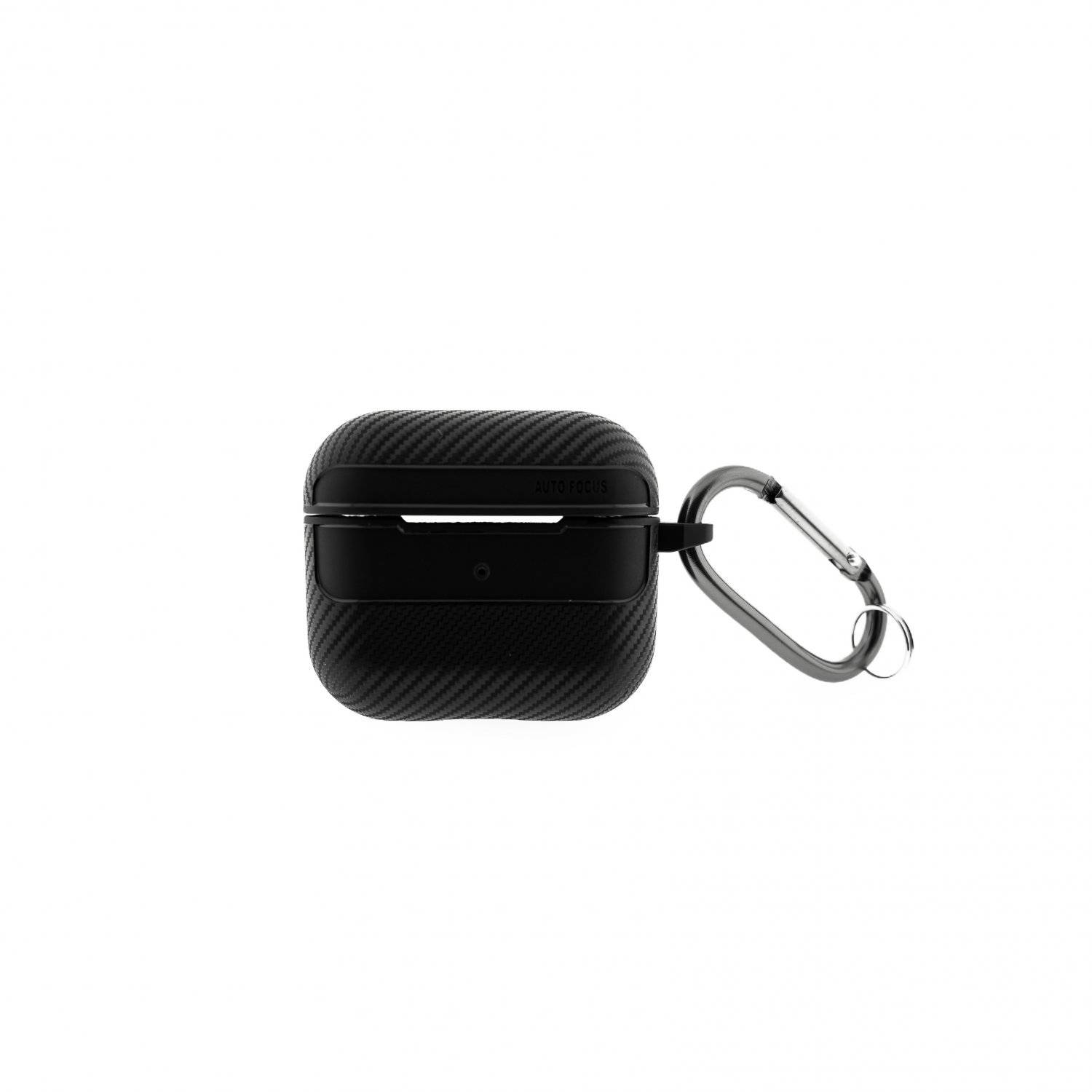 Custodia per cuffie custodia in carbonio compatibile con AirPods Pro con pendente a moschettone nero-0