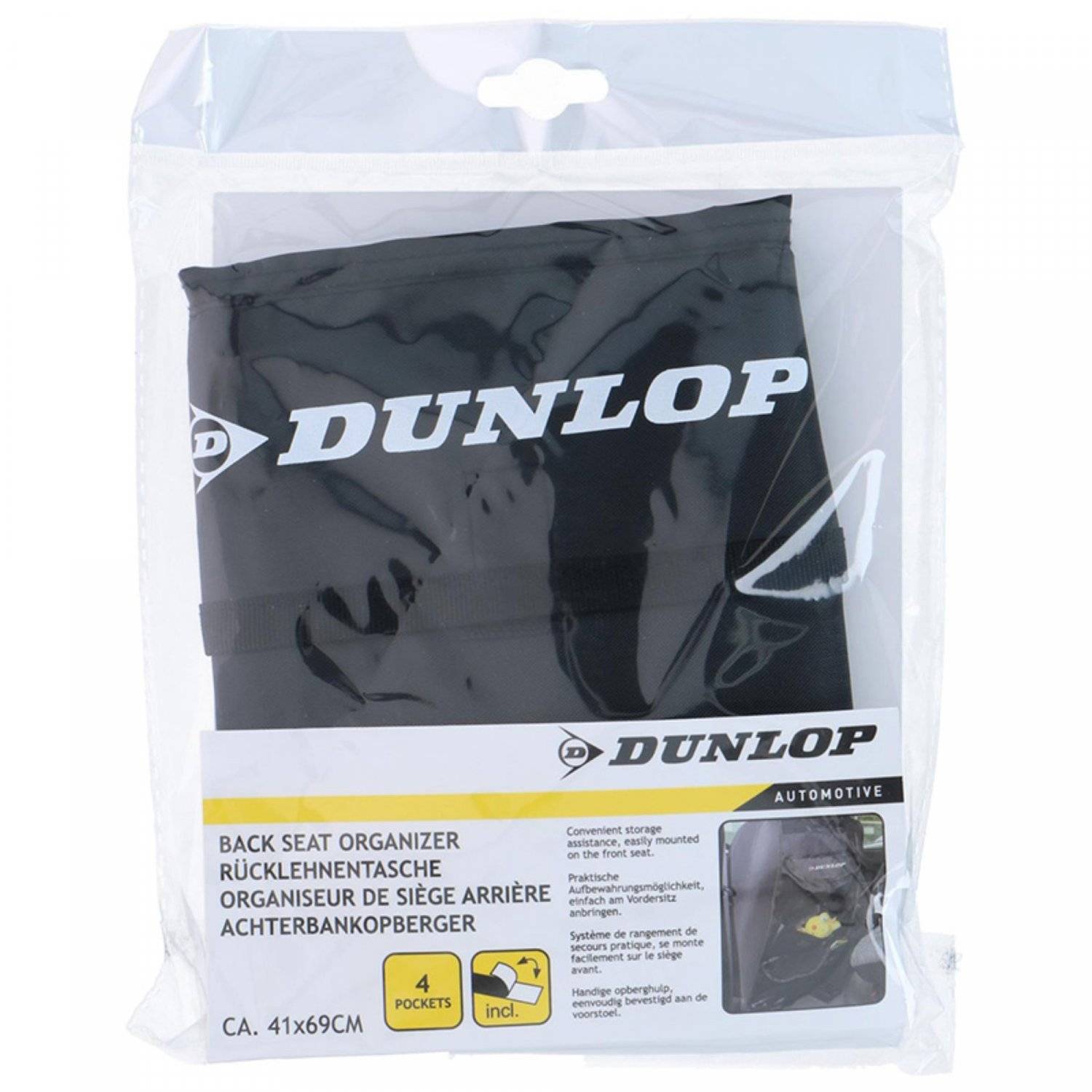 Dunlop – organizer per auto/scatola portaoggetti/protezione per sedile in nero con chiusura in velcro-1