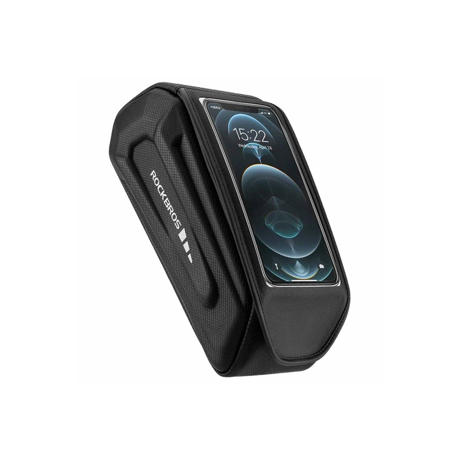 Borsa da bici da telaio impermeabile con custodia per telefono - Nera - 1,7 litri-0