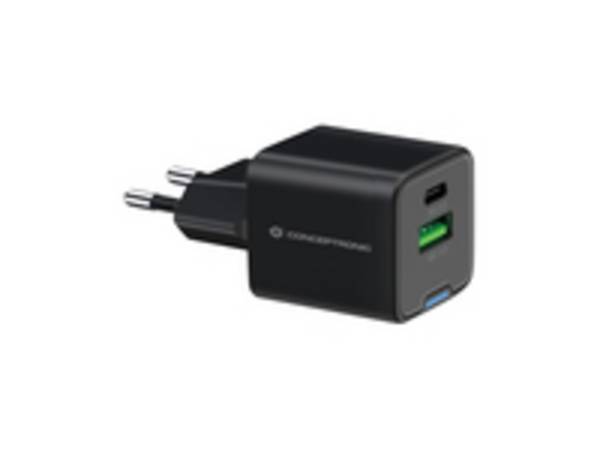 Conceptronic Ladegerät 2Port 20W 1xUSB-C 1xUSB-A Desk PD sw (ALTHEA15B)