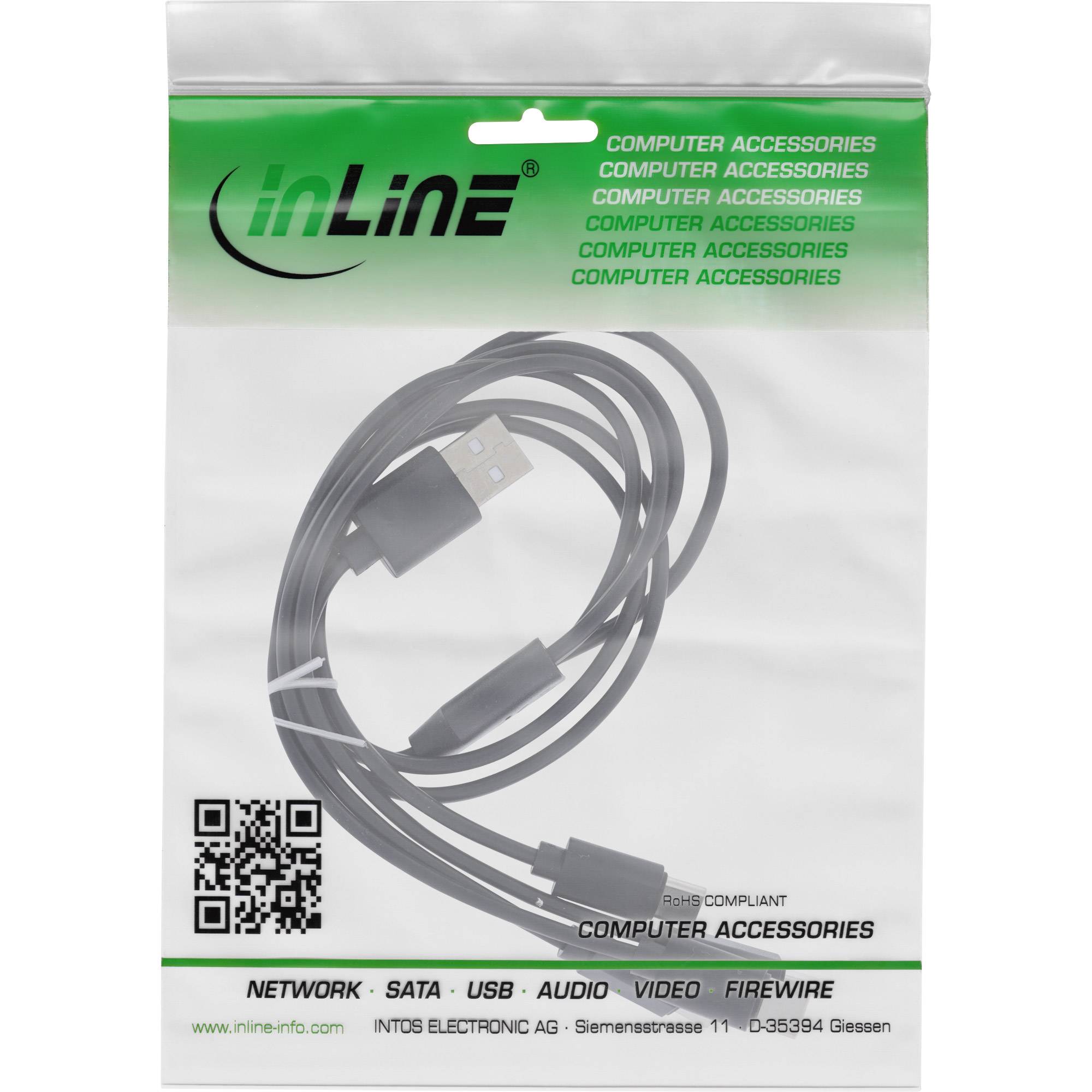 Cavo di ricarica InLine USB 4in1 Y, 1x presa USB-A su 4x presa USB-C, nero 2 m, 2 m, USB A, 4 x USB-C, USB 2.0, nero-2