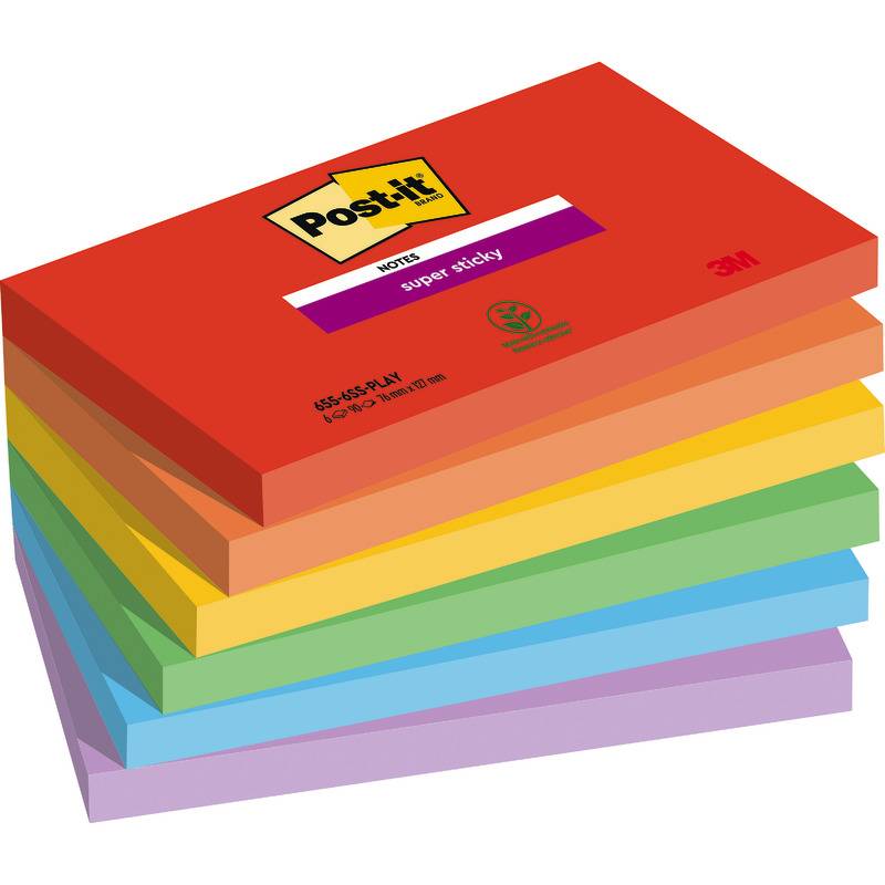 Foglietti Post-it Super Sticky 76x127, 90 fogli, playful