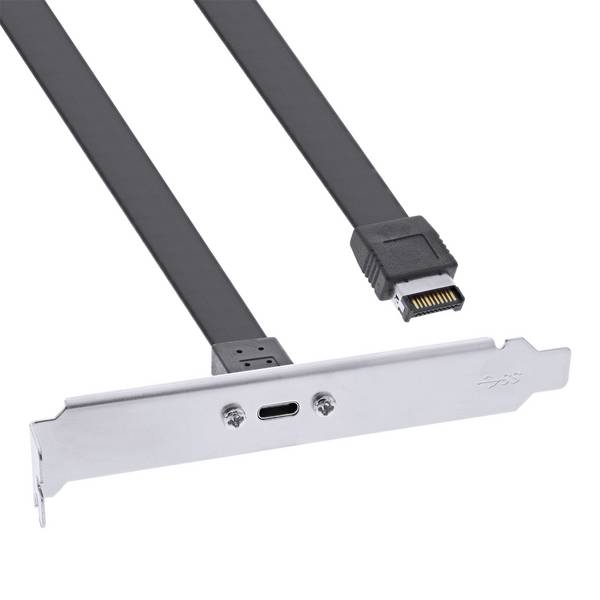 Coperchio slot PCI InLine - Pannello frontale da USB-C a USB 3.2 Chiave-A interna - 0,3 m