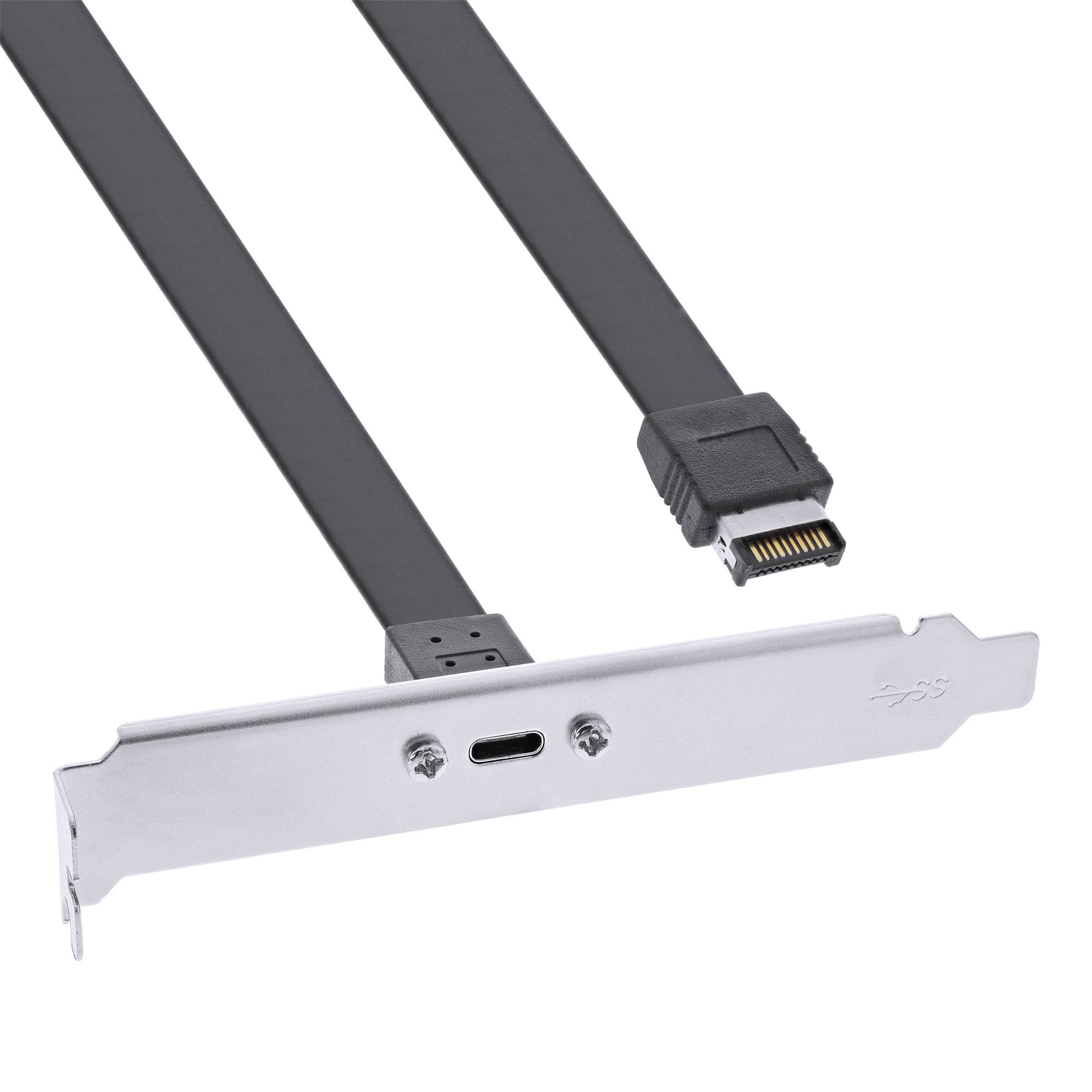 Coperchio slot PCI InLine - Pannello frontale da USB-C a USB 3.2 Chiave-A interna - 0,3 m-0