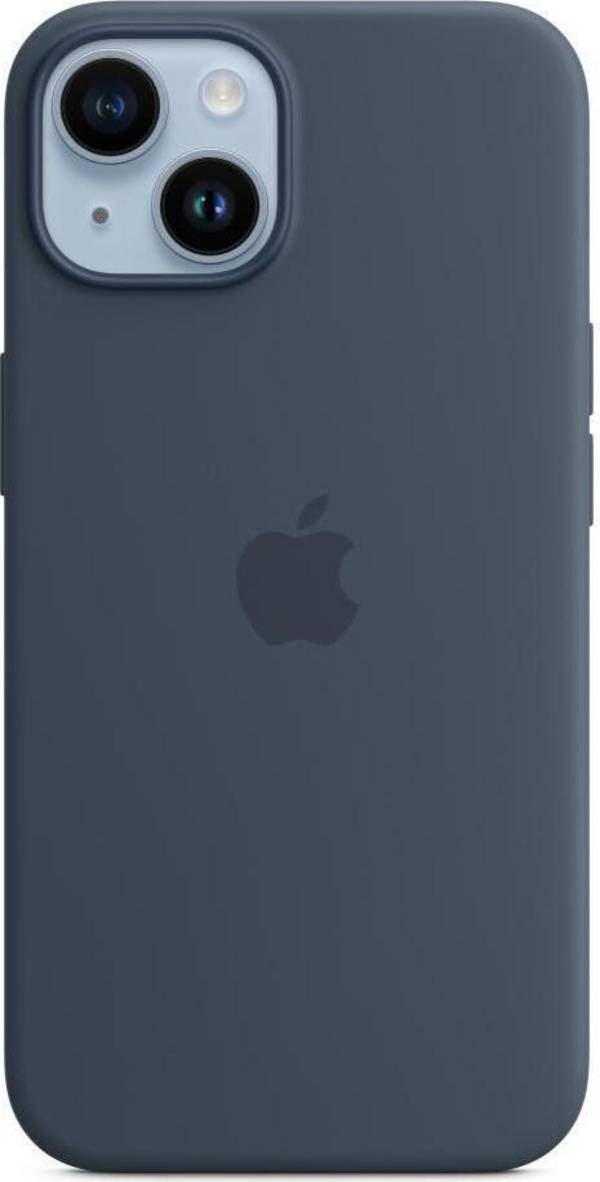 Custodia in silicone Apple con MagSafe per Apple iPhone 14 Plus, blu tempesta