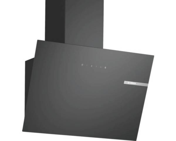 Bosch cappa design in vetro a muro 60cm 220w luce led nero dwk65dk60