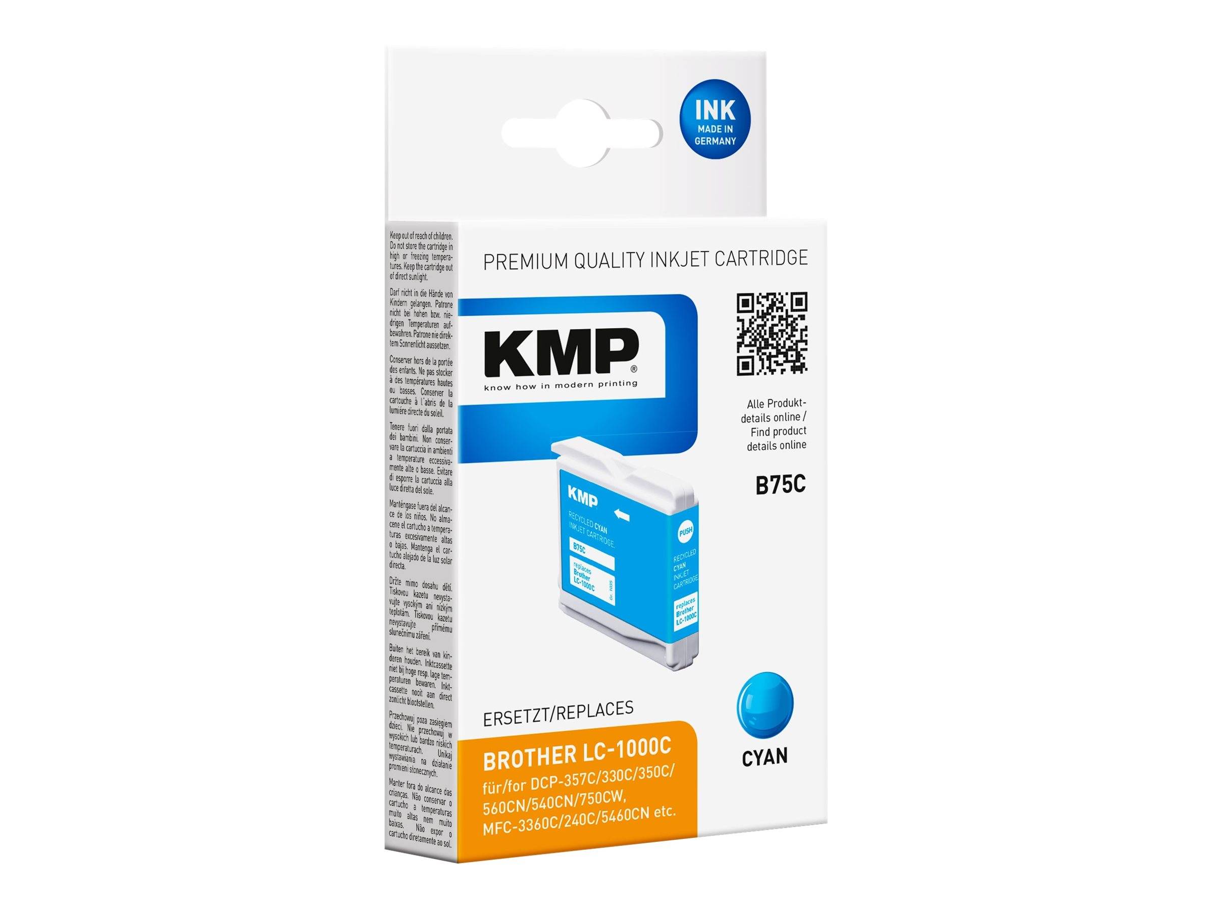 KMP B75C cartuccia d'inchiostro 1 pz Compatibile Ciano (KMP Patrone Brother LC-1000C LC51C 400)-0