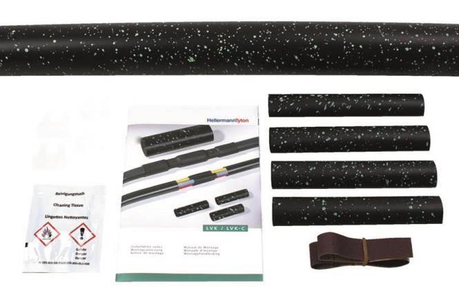 HellermannTyton Warmschrumpf- Verbindungsgarnitur, Schrumpfrate bis 4:1 LVK-4x95-300 PO-X BK Inhalt: 1 Set (380-04011)