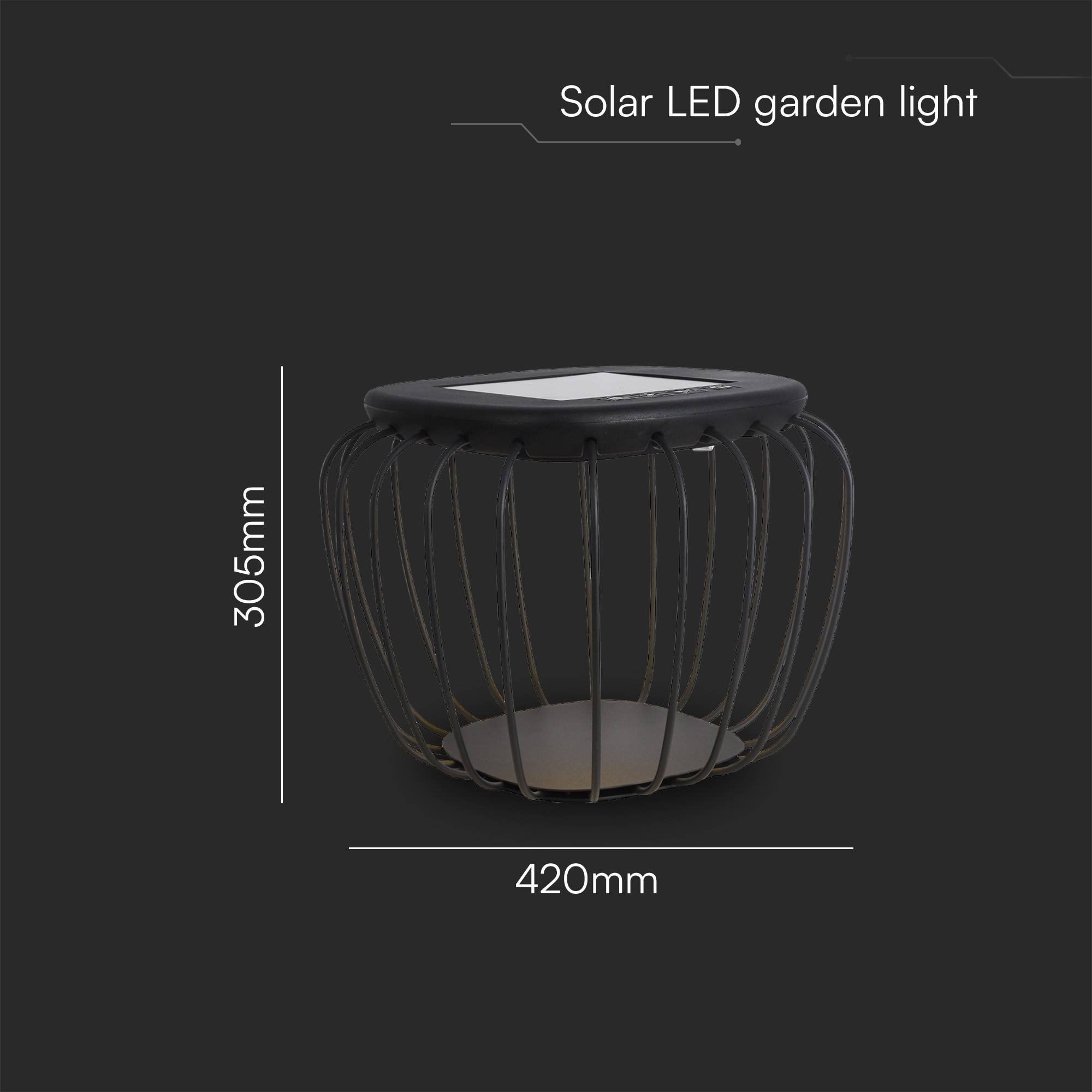 V-TAC Lampada LED Solare da Esterno Decorativa 1W Nera CCT 3000K+6000K IP44-2