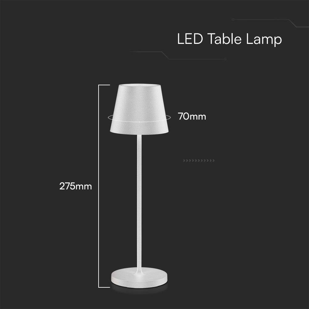 V-TAC Lampada LED da Tavolo 1.5W Bianco, Ricarica Wireless, Touch Dimmerabile 3000K IP54-4