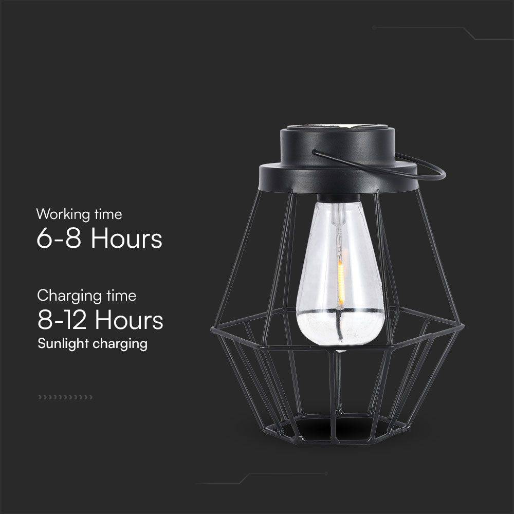 V-TAC Lampada LED Solare da Terra 0.5W Ricaricabile + Maniglia Nera 3000K IP44-4