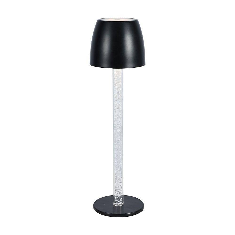 V-TAC Lampada LED da Tavolo 3W Nero e Trasparente Ricaricabile, Touch Dimmerabile 3000K-1