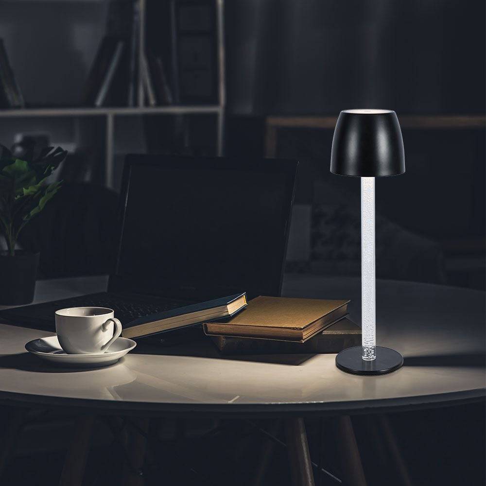 V-TAC Lampada LED da Tavolo 3W Nero e Trasparente Ricaricabile, Touch Dimmerabile 3000K-2