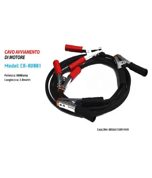 Cavo Avviamento Motore Di Emergenza Auto Cavi Pinze 8000amp 2mt Maxtech Ca-av001 -