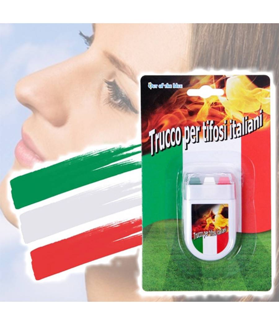 Trucco Per Tifosi Bandiera Italia Italiana 4x6cm Stick Make Up Viso Calcio Sport --0