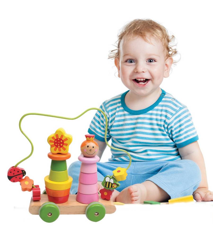 Giocattolo Macchinina Attivita Per Bambini In Legno Gioco Educativo Neonato 23cm --1