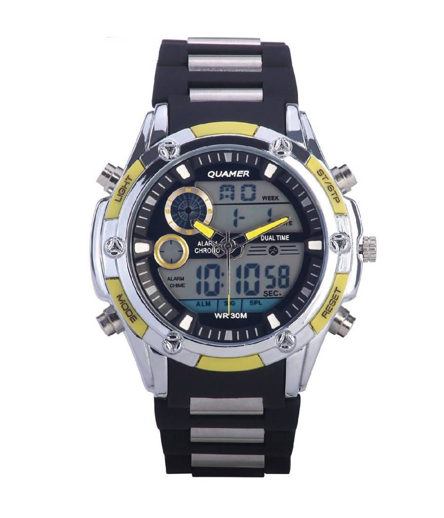 Orologio Polso Uomo Analogico Digitale Multifunzione Xxl Quamer Military --0