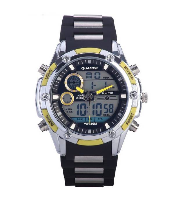 Orologio Polso Uomo Analogico Digitale Multifunzione Xxl Quamer Military -