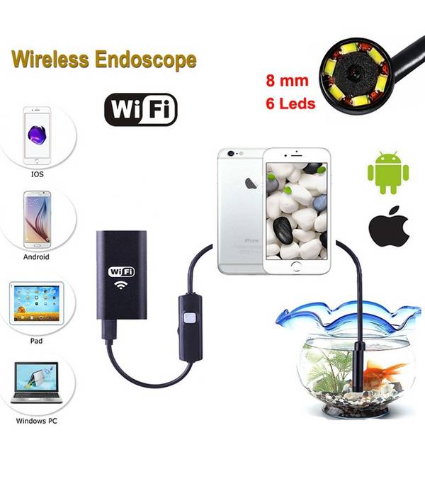 Telecamera Endoscopica Per Ispezione Wifi Per Smartphone 6 Led Mt Ip67 - -5 mt -