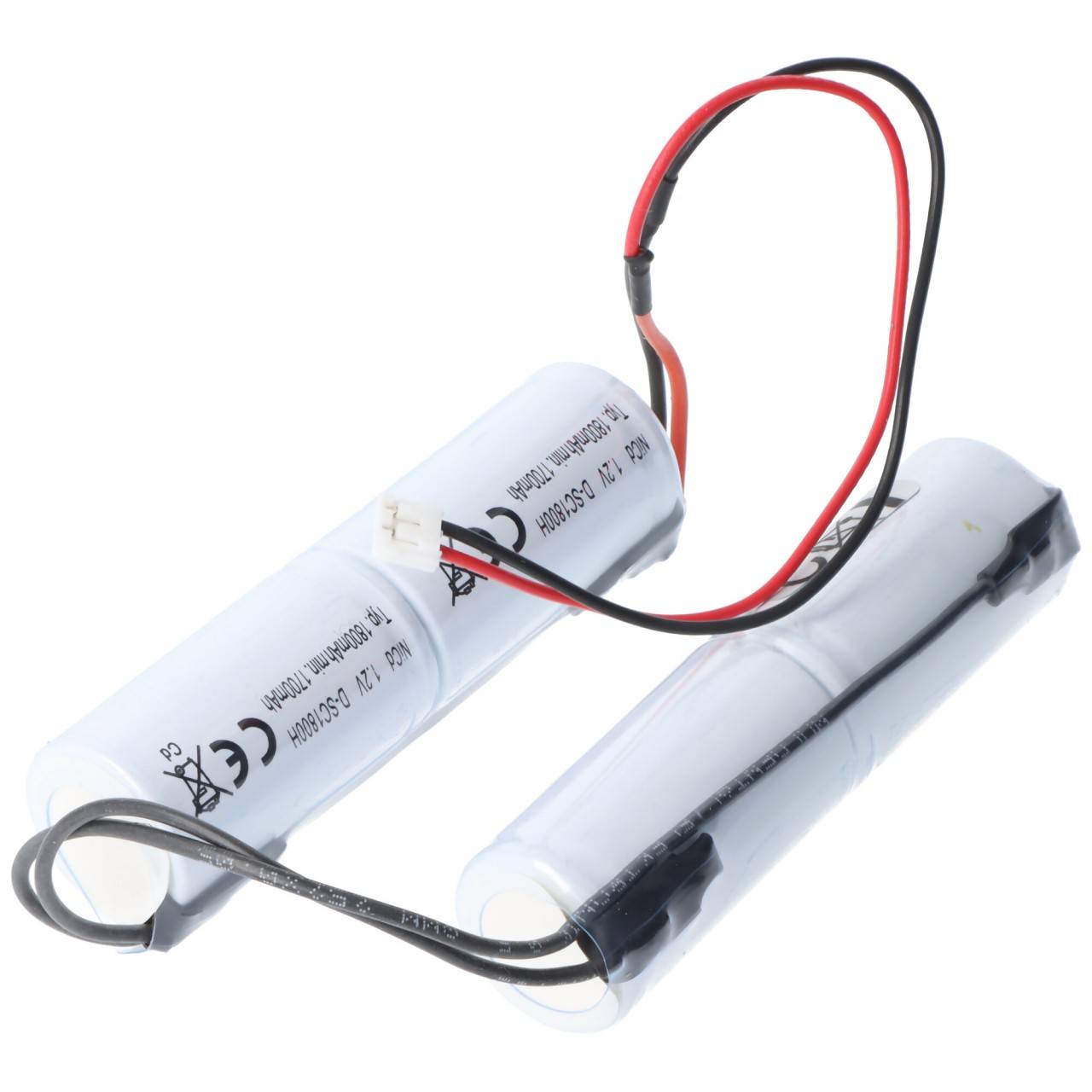 Batteria per luce di emergenza NiCd 4,8 V 1800 mAh 2x L1x2 Sub-C con cavo e spina sostituisce Elubat 275 617-0