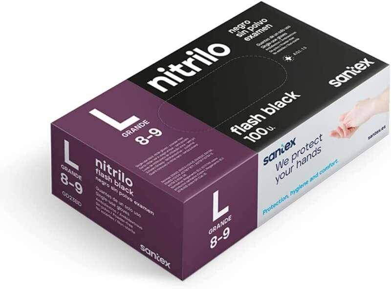 SANTEX FLASH BLACO BLACO di 100 guanti in nitrili dimensione L - 6 grammi - no polvere - lattice libero - nessun estere-0