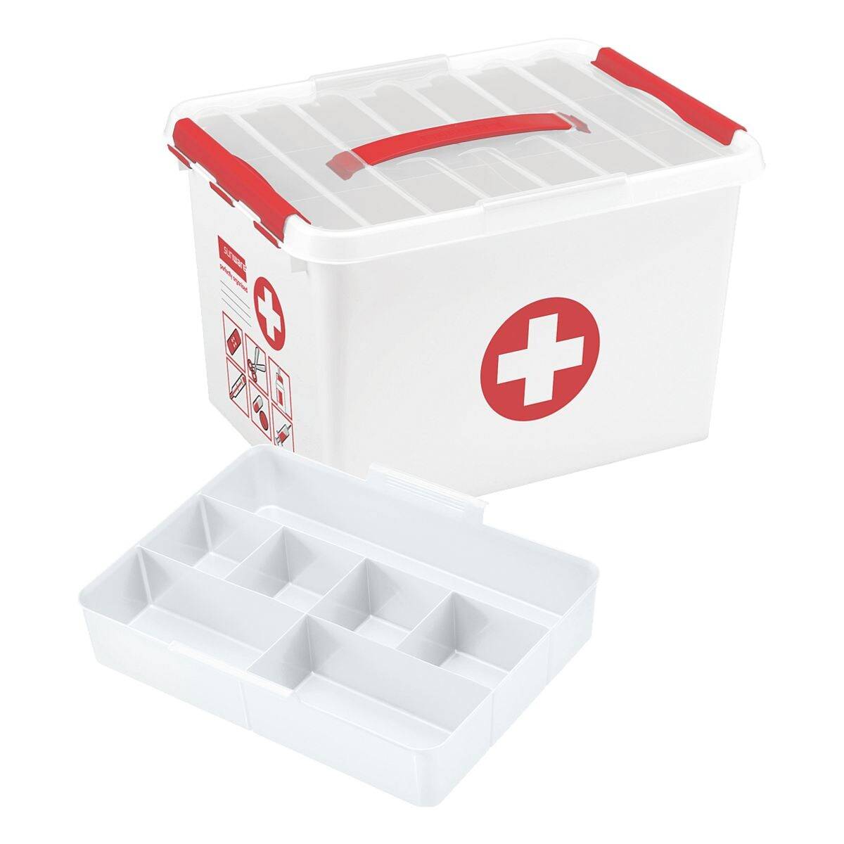 Sunware® First Aid Box La Q-Line 22,0 L-40,0 x 30,0 x 26,0 cm bianco/rosso-2