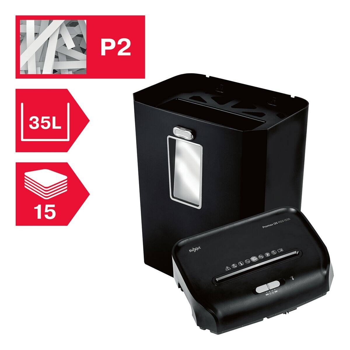 Rexel ProMax QS RSS1535 distruggi documenti Taglio a striscia 58 dB 22 cm Nero-0
