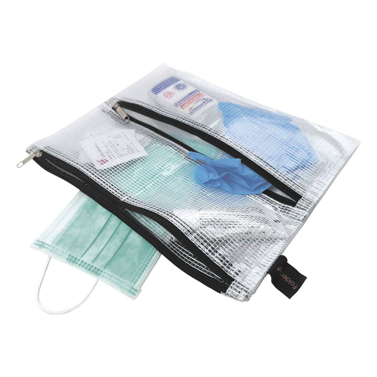 Borsa con cerniera FolderSys 23,5 cm x 19 cm trasparente-2