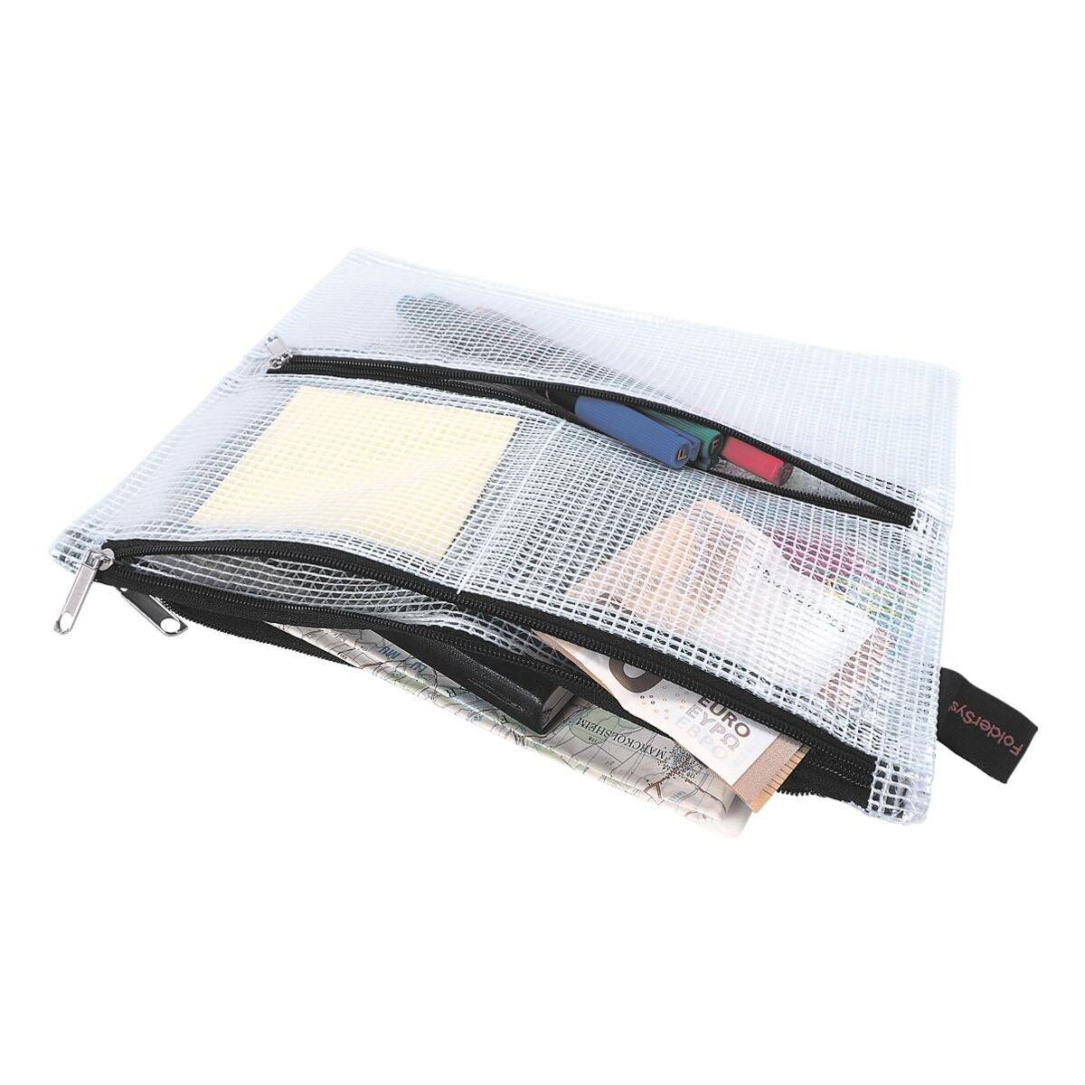 Borsa con cerniera FolderSys 23,5 cm x 19 cm trasparente-4