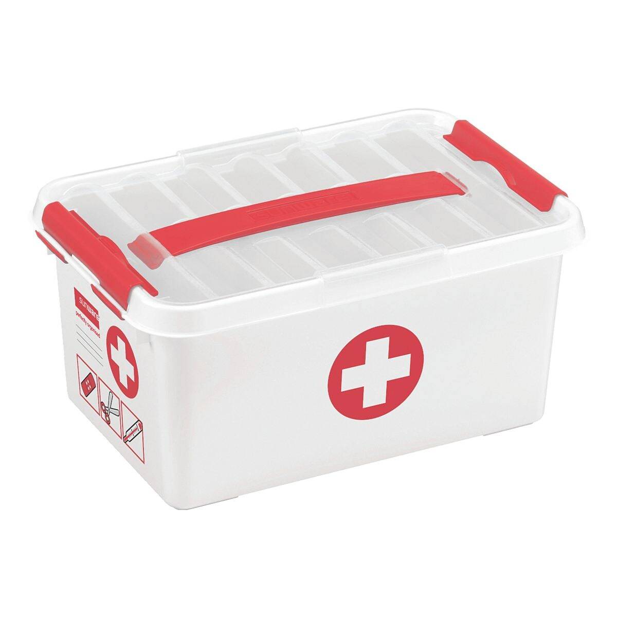 Sunware® First Aid Box La Q-Line 6.0 L-30,0 x 20,0 x 14,5 cm bianco/rosso-0